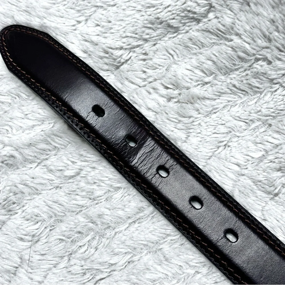 Dockers Mens Dark Brown Leather, Brushed Silver Colored Buckle, Belt, 42